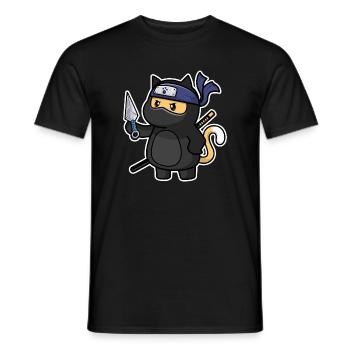 Humour Chat mignon Kawaii Chibi en Ninja Chat - T-shirt homme - noir - Devant - AI Model Male 178 light (178cm)