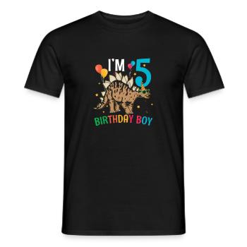 J’ai 5 ans Boy Stegosaurus 5 ans 5ème - T-shirt homme - noir - Devant - AI Model Male 178 light (178cm)