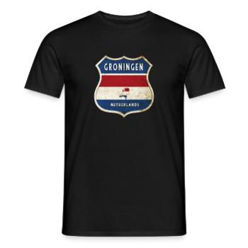 Groningen Niederlande Wappen Design - Männer T-Shirt - Schwarz - Vorne - AI Model Male 178 light (178cm)