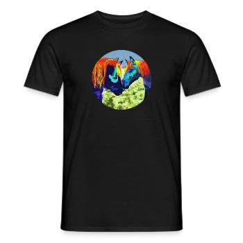 Horse Couple Popart Circle Design - Men's T-Shirt - black - Front - AI Model Male 178 light (178cm)