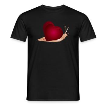 Snail with red heart as a snail shell - Men's T-Shirt - black - Front - AI Model Male 178 light (178cm)