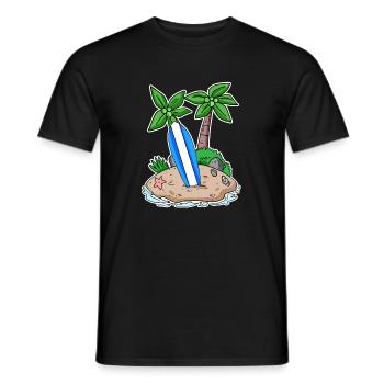 Surfer Surfing Holiday Island Motif - Men's T-Shirt - black - Front - AI Model Male 178 light (178cm)