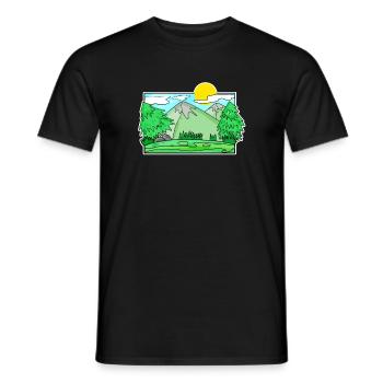 Mountain Mountains Mountain Peaks Forest - Men's T-Shirt - black - Front - AI Model Male 178 light (178cm)