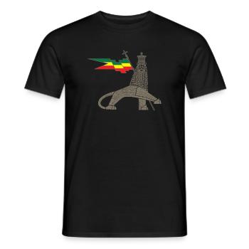 Lion royal avec barre de drapeau d’éther - T-shirt homme - noir - Devant - AI Model Male 178 light (178cm)