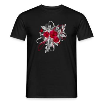 Composition argentée de la Saint-Valentin avec des roses - T-shirt homme - noir - Devant - AI Model Male 178 light (178cm)