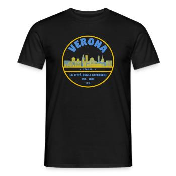 Skyline du logo de la ville de Vérone - T-shirt homme - noir - Devant - AI Model Male 178 light (178cm)