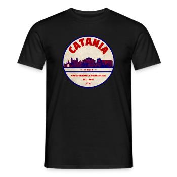 Catania Skyline Vintage Badge - Männer T-Shirt - Schwarz - Vorne - AI Model Male 178 light (178cm)