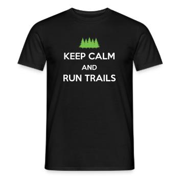 Ruhe bewahren und Trails laufen - Männer T-Shirt - Schwarz - Vorne - AI Model Male 178 light (178cm)