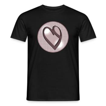Nostalgie Etikett in Altrosa mit Kalligrafie Herz - Männer T-Shirt - Schwarz - Vorne - AI Model Male 178 light (178cm)