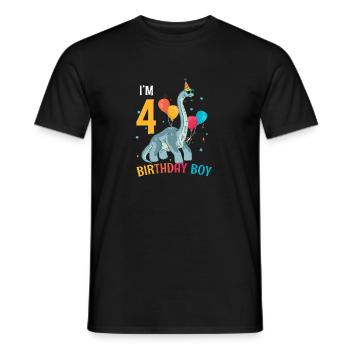 Je suis 4 ans garçon brachiosaure 4 ans 4ème - T-shirt homme - noir - Devant - AI Model Male 178 light (178cm)