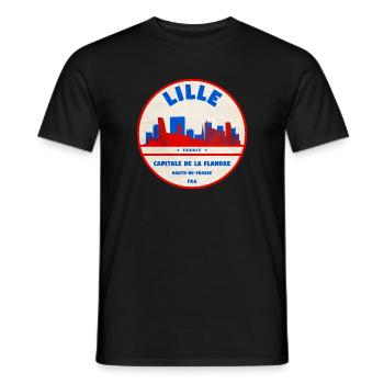 Lille Skyline Retro Badge - Men's T-Shirt - black - Front - AI Model Male 178 light (178cm)