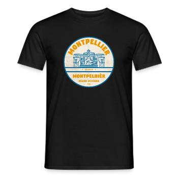 Montpellier Vintage Stadtlogo Sticker - Männer T-Shirt - Schwarz - Vorne - AI Model Male 178 light (178cm)
