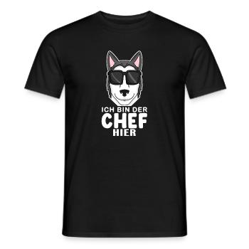Cool Hund Siberian Husky Chef Spruch - Männer T-Shirt - Schwarz - Vorne - AI Model Male 178 light (178cm)