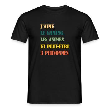 J'aime les animes et peut-etre 3 personnes - manga - T-shirt homme - noir - Devant - AI Model Male 178 light (178cm)