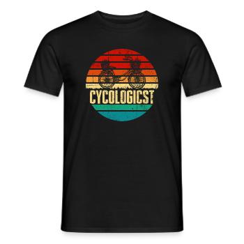 Retro Sunset Cyclist Vintage Logo - Men's T-Shirt - black - Front - AI Model Male 178 light (178cm)