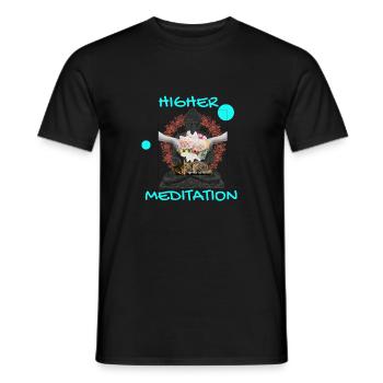 Höheres Meditation-Buddha mit Blumen - Männer T-Shirt - Schwarz - Vorne - AI Model Male 178 light (178cm)