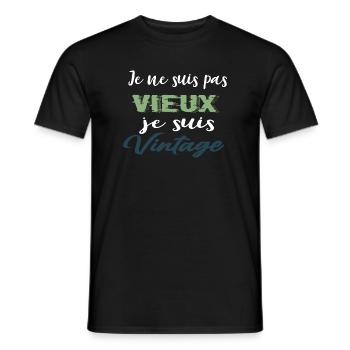 Je suis pas Vieux, je suis Retro ,drole Grand-père - T-shirt homme - noir - Devant - AI Model Male 178 light (178cm)