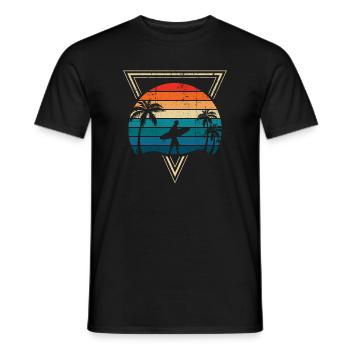 Sunset Surf and Palm Coast - Men's T-Shirt - black - Front - AI Model Male 178 light (178cm)