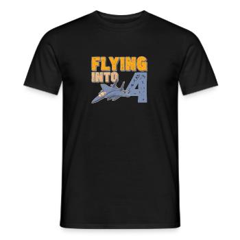Flying Into 4 Fighter Jet 4 Year Old 4th Birthday - Männer T-Shirt - Schwarz - Vorne - AI Model Male 178 light (178cm)
