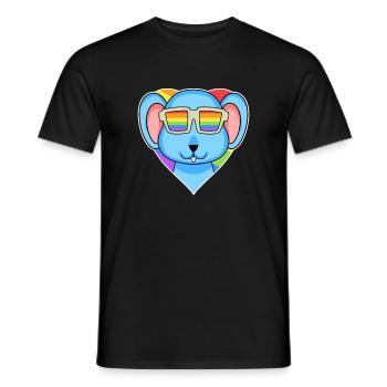 Gay Rainbow Heart Animal Mouse - Men's T-Shirt - black - Front - AI Model Male 178 light (178cm)