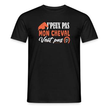 J'peux pas Mon cheval veut pas - poney - cavaliére - T-shirt homme - noir - Devant - AI Model Male 178 light (178cm)