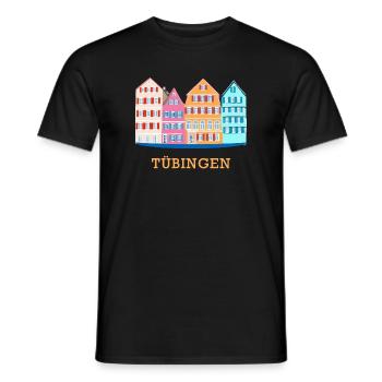 Tübingen, Vue du Neckar, dessin, Allemagne - T-shirt homme - noir - Devant - AI Model Male 178 light (178cm)