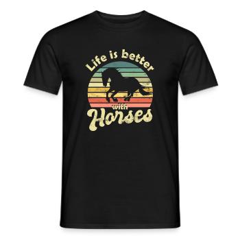 Horse Horses - Men's T-Shirt - black - Front - AI Model Male 178 light (178cm)