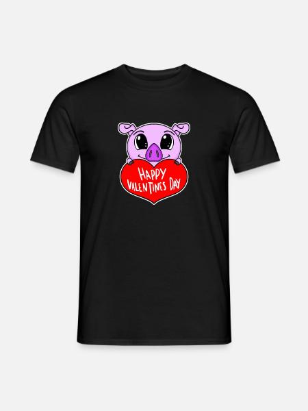 Valentine's Day Heart Pig - Men's T-Shirt - black
