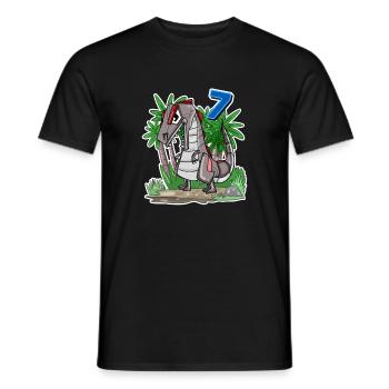 7 ans - 7ème anniversaire avec motif animal - Dino - T-shirt homme - noir - Devant - AI Model Male 178 light (178cm)