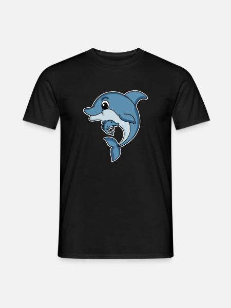Delfin Familie - Delfin mit Baby - Delfin Motiv - Männer T-Shirt - Schwarz