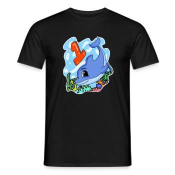1 year old - Enrollment - Dolphin motif - Men's T-Shirt - black - Front - AI Model Male 178 light (178cm)