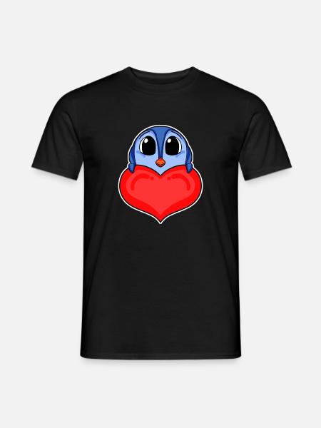 Pinguin mit Herz - Liebe Romantisch - Männer T-Shirt - Schwarz