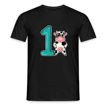 1 an - inscription scolaire - motif vache - T-shirt homme - noir - Devant - AI Model Male 178 light (178cm)