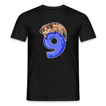 9 Jahre alt - 9. Geburtstag mit Tier Motiv - Männer T-Shirt - Schwarz - Vorne - AI Model Male 178 light (178cm)