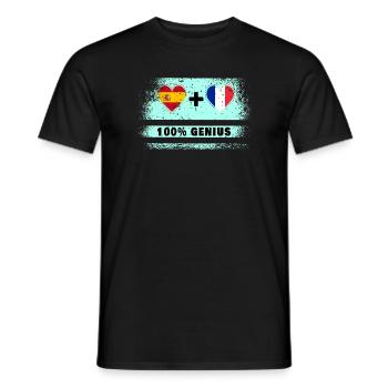 Espagne et France 100% drapeau de génie - T-shirt homme - noir - Devant - AI Model Male 178 light (178cm)