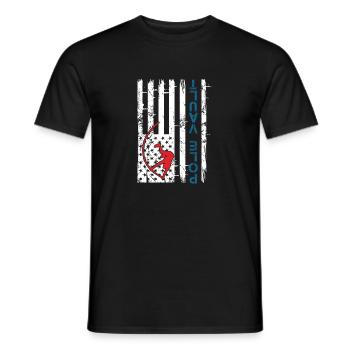Pole Vaulting American Flag Upside Down Funny - Men's T-Shirt - black - Front - AI Model Male 178 light (178cm)