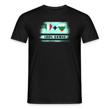 Italie et Bulgarie 100% drapeau de génie - T-shirt homme - noir - Devant - AI Model Male 178 light (178cm)
