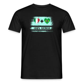 Italie et Brésil 100% drapeau de génie - T-shirt homme - noir - Devant - AI Model Male 178 light (178cm)
