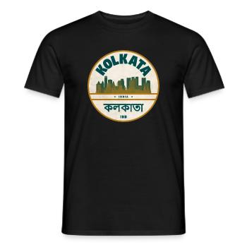 Kolkata Skyline Abzeichen - Männer T-Shirt - Schwarz - Vorne - AI Model Male 178 light (178cm)
