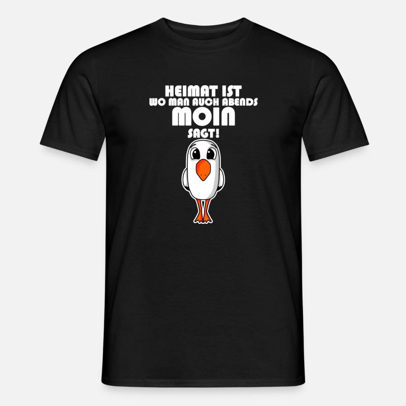 Nordsee Plattdeutsch Spruch Moin Möwe - Männer T-Shirt - Schwarz
