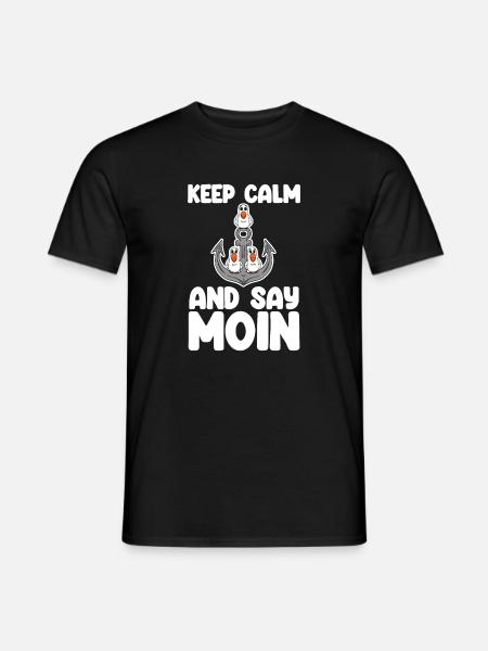 Nordsee Plattdeutsch Spruch Moin Möwe Anker - Männer T-Shirt - Schwarz