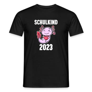 Schuldkind Einschulung Axolotl 2023 - Männer T-Shirt - Schwarz - Vorne - AI Model Male 178 light (178cm)