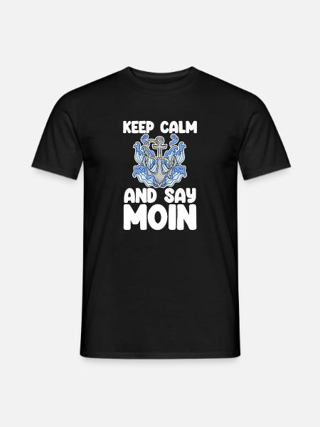 Nordsee Plattdeutsch Spruch Moin - Männer T-Shirt - Schwarz