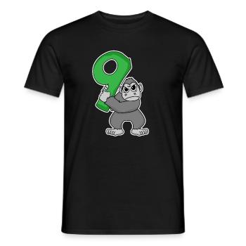 9 Years Old - 9th Birthday with Animal Motif - Men's T-Shirt - black - Front - AI Model Male 178 light (178cm)