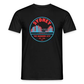 Sydney Hafenstadt Skyline Badge - Männer T-Shirt - Schwarz - Vorne - AI Model Male 178 light (178cm)