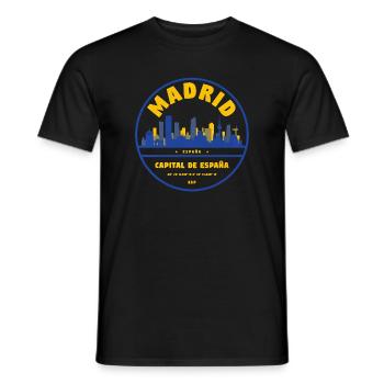 Madrid Skyline Emblem – Capital City of Spain - Men's T-Shirt - black - Front - AI Model Male 178 light (178cm)