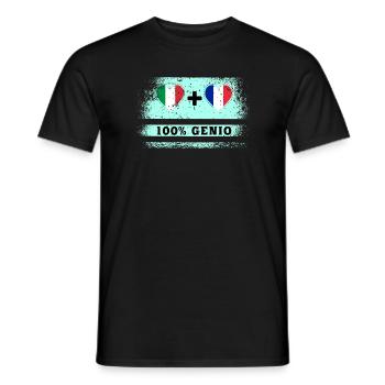 Italy and Finland 100% genius flag - Men's T-Shirt - black - Front - AI Model Male 178 light (178cm)