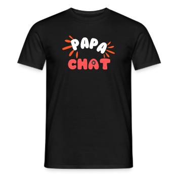 Papa Chat: Logo Amical et Pattes - T-shirt homme - noir - Devant - AI Model Male 178 light (178cm)