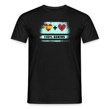 Spain and Morocco flag 100% genius - Men's T-Shirt - black - Front - AI Model Male 178 light (178cm)