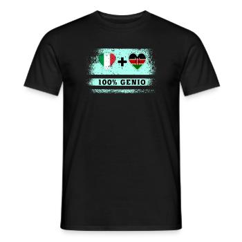 Italie et Kenya 100% drapeau de génie - T-shirt homme - noir - Devant - AI Model Male 178 light (178cm)